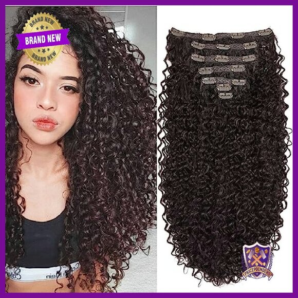 24 Inch Synthetic Curly Clip-In Hair Extensions - 7 Piece Set 140g main image 5